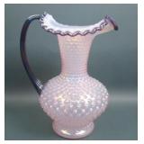Fenton Pink Champagne Hobnail Plum Crest Pitcher