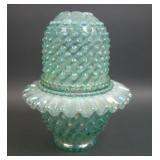 Fenton Willow Green Opal Hobnail Fairy Lamp