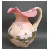 Fenton Burmese Dragonfly & Water Lily Pitcher