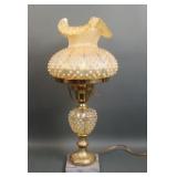 Fenton Iridised Gold Pearl Hobnail Student Lamp