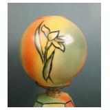 Vintage Czech Deco Stain Glass & Floral Motif Lamp