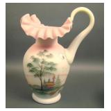 Fenton Lotus Mist Burmese Decorated Pitcher