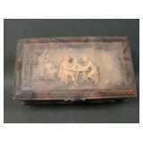 Incolay Stone Brown Swirl Decorated Dresser Box