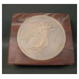 Incolay Stone Red Swirl Decorated Dresser Box