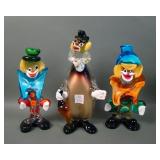 Three Murano Art Glass Clowns