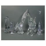 Lot of Five Murano MCM Crystal Animal Figurines