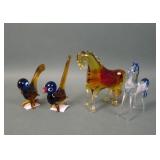 Four Venetian/ Murano Glass MiniAnimal Figurines