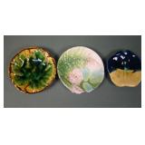 Three Vintage Majolica Butter Pats