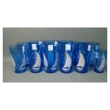 Lot of 12 Hazel Atlas Blue Sail Ship Tumblers