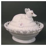 Westmoreland Milk Glass Fox Covered Candy Dish