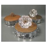 Three  Heisey Crystolite Covered Candy Boxes