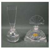 Two Vintage Lead Crystal Deco Perfume Bottles