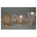 Three Piece Fostoria June Pink Crystal Lot