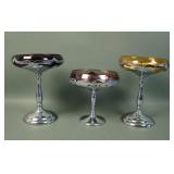 Three Cambridge Farberware Compotes