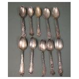 Lot of Ten Vintage Misc. Sterling Silver Spoons