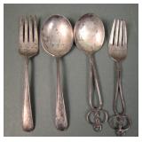 Two Pair of Sterling Silver Baby Forks & Spoons