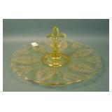 Fostoria Yellow Trojan Handled Sandwich Tray