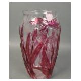 Consolidated Rubt Stain Dragonfly 6" Vase