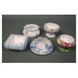 Lot of Five Porecelain Decorated Salt Dips