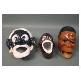 Three Black Americana Heads Ceramic Ashtrays