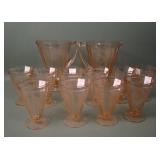 12 Pc Jeanette Pink Poinsettia Depression Glass