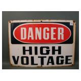 Vintage Porcelain "Danger High Voltage" Sign