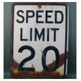 Vintage "Speed Limit 20" Metal Sign