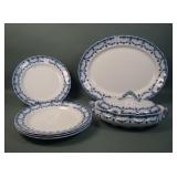 7 Pc English Keeling & Co. Brighton Flow Blue Lot