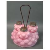 Consolidated Pink Cased Florette Condiment Set