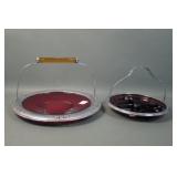 Two Vintage  Center Handled Serving Trays