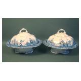 Two Alfred Meakin "Richmond" Flow Blue Casseroles