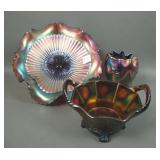 Four Piece Purple Carnival Glass Lot