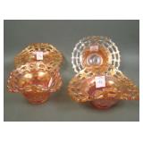 Four Fenton Marigold Two Row Open Edge Baskets