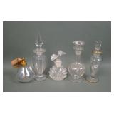 Lot of Five Iridised Crystal Perume Bottles