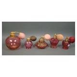 Lot of 6 Vintage Cranberry Flashed Perfumes
