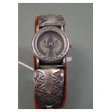 Navajo Onyx Sterling Silver Watch Signed TKL