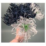 Six Iridised Czech Glass Beaded Chrysanthemums