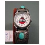 Navajo Sterling Silver & Turquoise Watch Signed TK