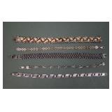 Lot of Five Ladies Sterling Silver Bracelets