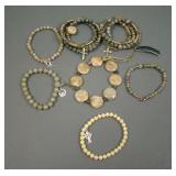 Lot of Seven Connemara Marble Bracelets