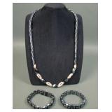 Hematite Necklace & Two  Bracelets