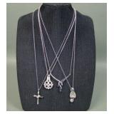 Lot of Four Sterling Silver Pendants & Necklaces