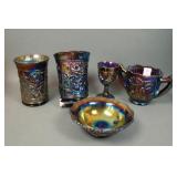Six Piece Imperial Purple Carnival Glass Lot