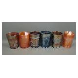 Lot of 6 Carnival Glass Tumblers