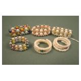 Six Freshwater Pearls Stretch Rings
