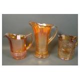 Three Piece Imperial Carnival Glass Pitcher Lot