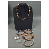 Lot of 9 Southwestern Gem Stone Jewelry Items