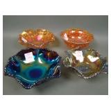 Four Imperial Carnival Glass Berry Bowls