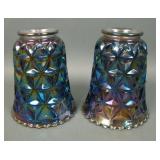 Two Imperial Smoke Diamond Block Lamp Shades