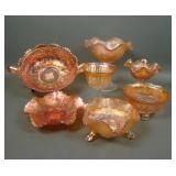 Seven Piece Fenton Marigold Carnival Glass Lot